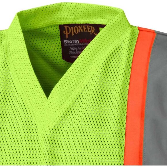 Pioneer Men Green Breathable High Visibility Work Safety Polyester Mesh T Shirt - Picture 3 of 5
